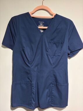Jaanuu V-Neck Scrub Top in Navy Blue